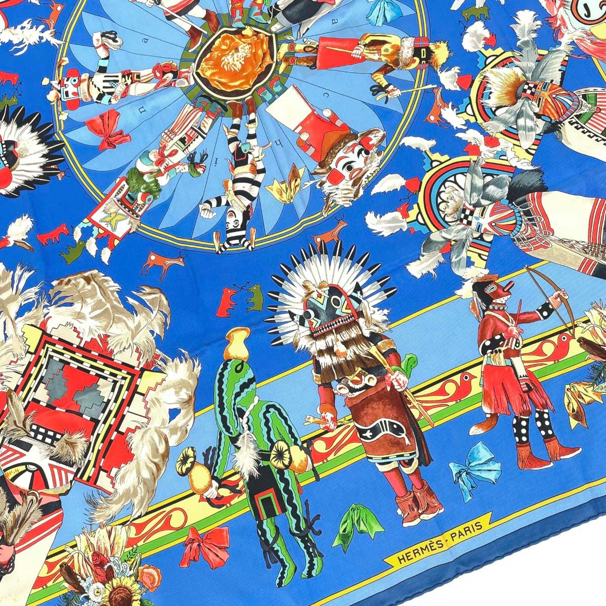 美品✨HERMESエルメス　カチナKachinas カレ90 ホワイト 極美品 エルメス カレ90 KACHINAS カチナ hermes スカーフ