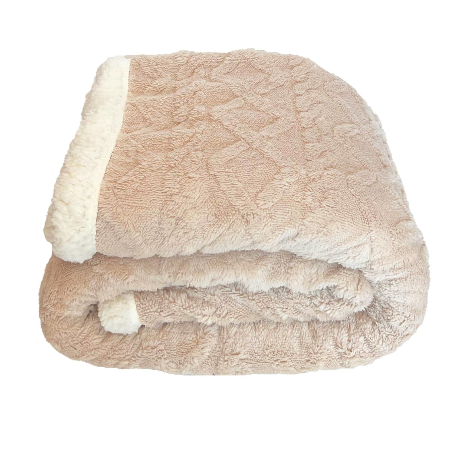【特価商品】MOKOYA 毛布 シングル 冬 厚手 130×160cm 2枚合わせ ブランケット 北欧風ボア 可愛い 膝掛け 大判 軽量掛け毛布 抗菌防臭 防ダニ 静電抑制 (ベージュ)