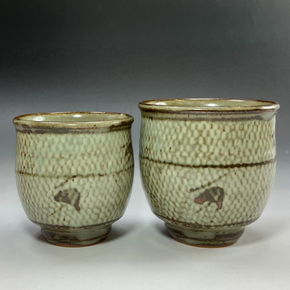 人間国宝 島岡達三 造 象嵌夫婦湯呑 陶磁器 _ 食器 トップ