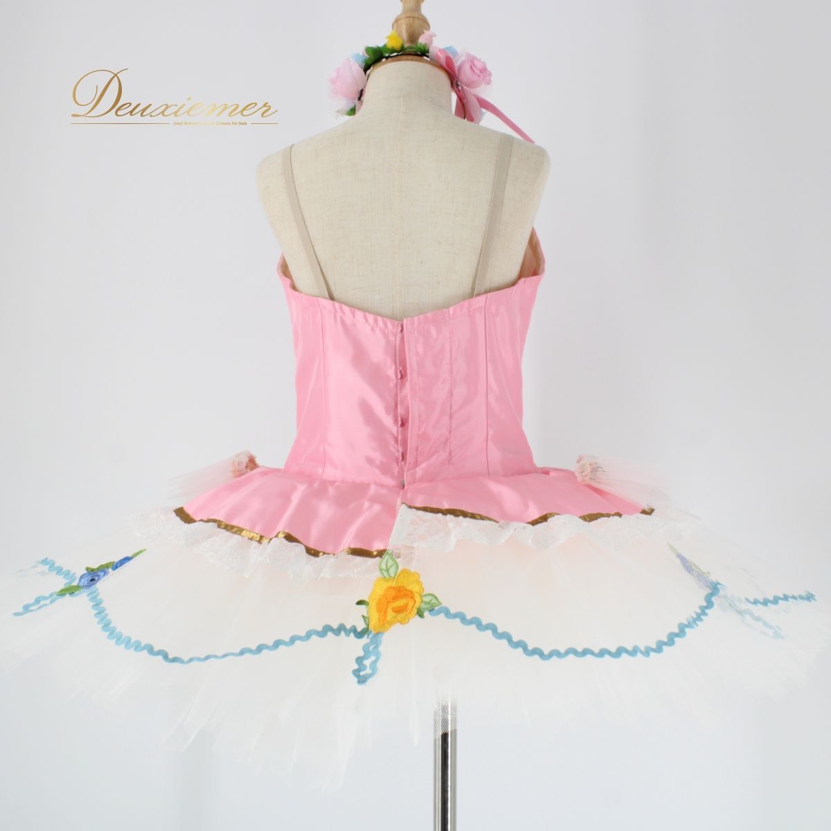 CHACOTT - 【美品 日本製 バレエ衣装】ピンク Chacott チャコット チュチュ 発表会 コンクール 白 フリル 薔薇 花柄 ダンス 装飾 子供 美品 日本製 バレエ衣装】ピンク Chacott チャコット チュチュ