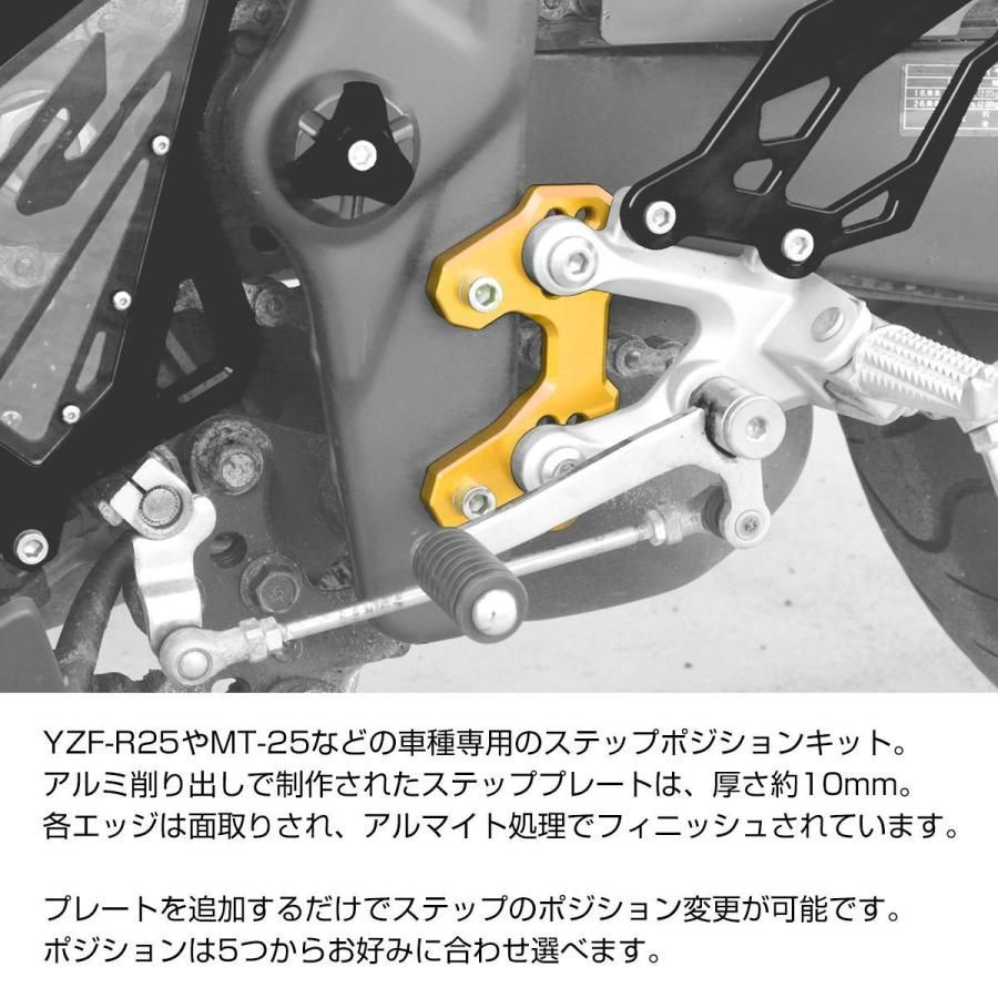 バイク用 バック ステップ アップ 5ポジション プレート アルミ 削り