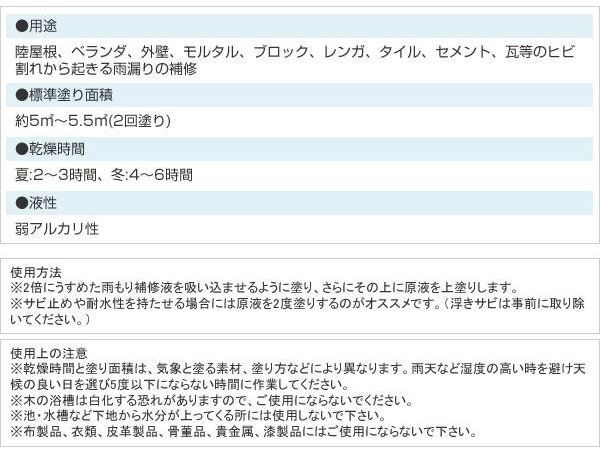 日本ミラコン産業 雨もり補修液 透明 1kg MR-003 10個入り - 4