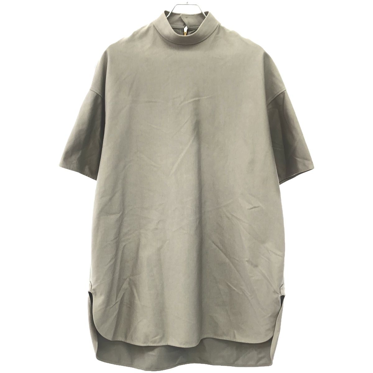THE RERACS - THE RERACS ザ リラクス 22SS C/NY SATIN STAND COLLAR ZIP サテンスタンドカラープルオーバーシャツ 22SS-RECS-353L-J グレー 38 THE RERACS ザ リラクス 22SS C/NY SATIN STAND COLLAR ZIP サテン
