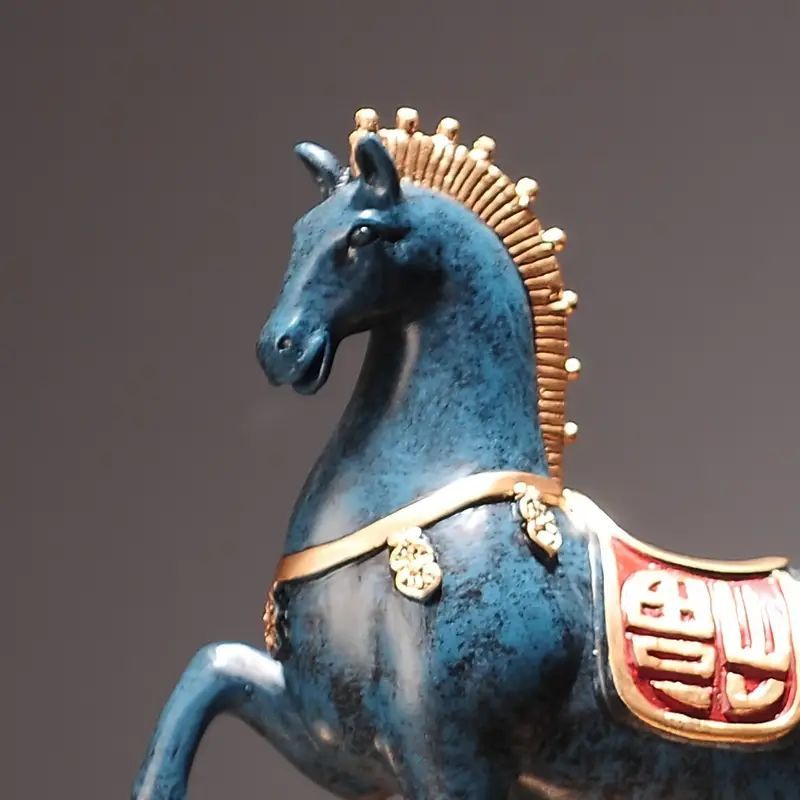 馬 彫刻 オブジェ 置物 アンティーク 雑貨 ブルー 青 おしゃれ
