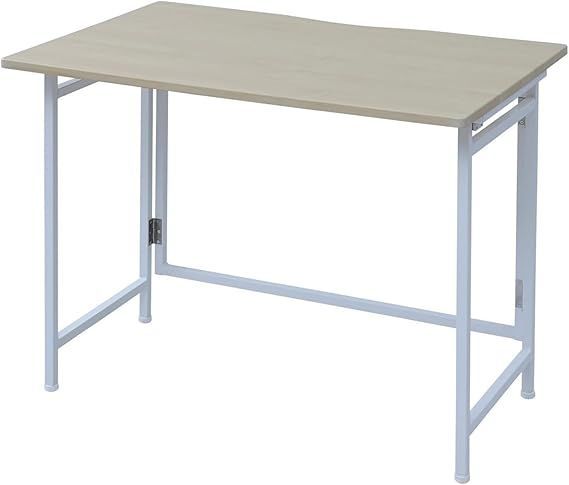 【在庫処分】[山善] デスク 折りたたみ パソコンデスク コンパクト アジャスター付 完成品 幅90×奥行60×高さ70cm PCデスク 机 ナチュラルメイプル/アイボリー CPST-9060(NM/IV)