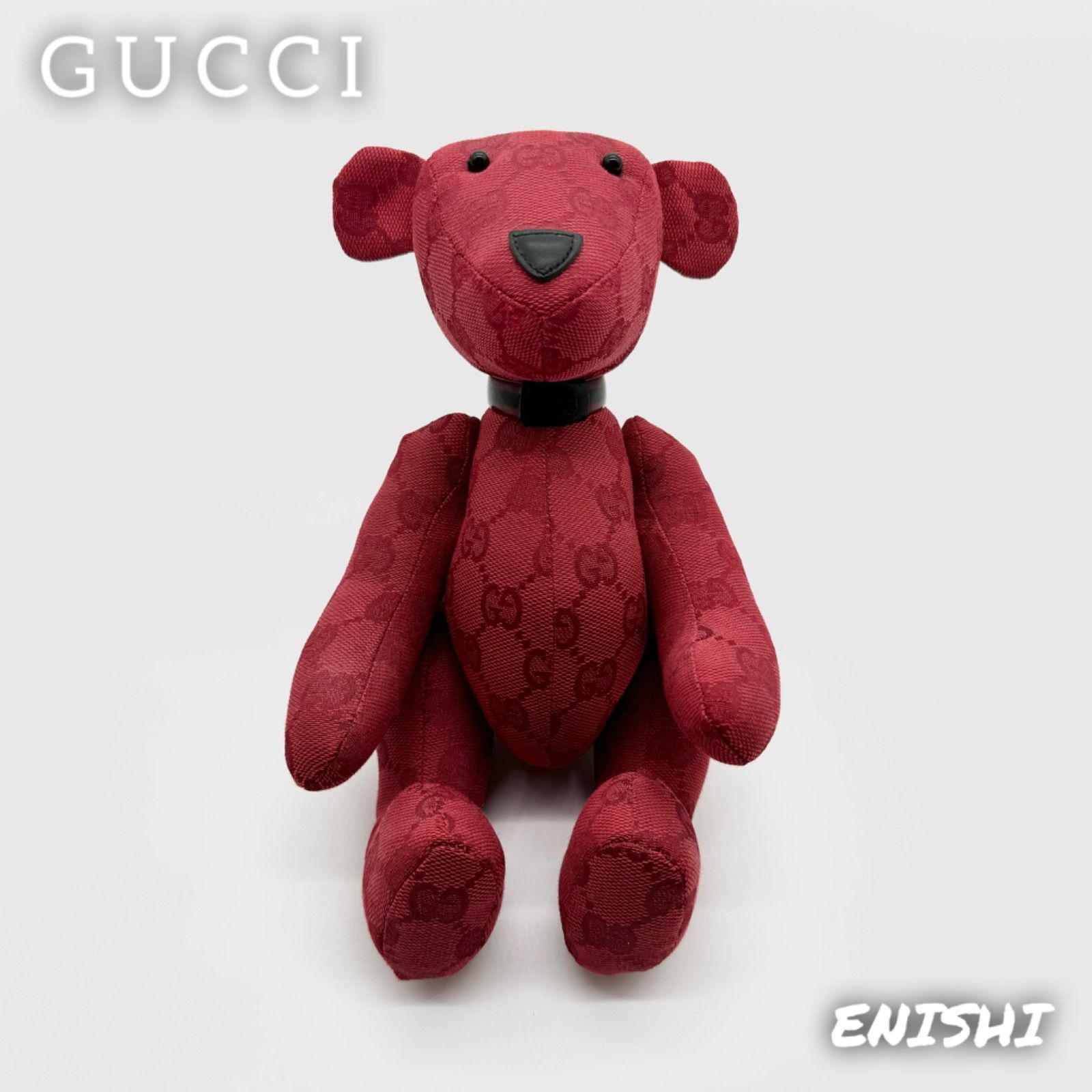 【GUCCI グッチ】 テディベア ぬいぐるみ GGキャンバス レッド 赤