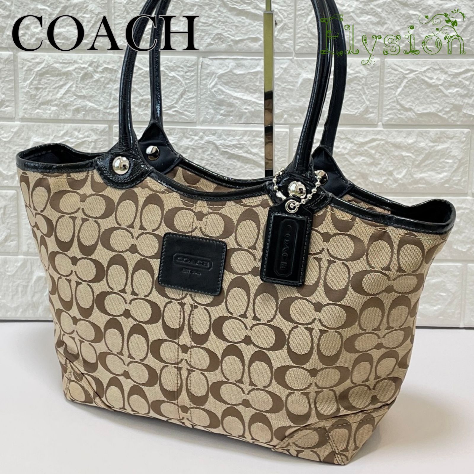 ☆COACH☆コーチ トートバッグ F14385 肩掛け ブラウン×ブラック ☆COACH☆コーチ トートバッグ F14385 肩掛け ブラウン×ブラック