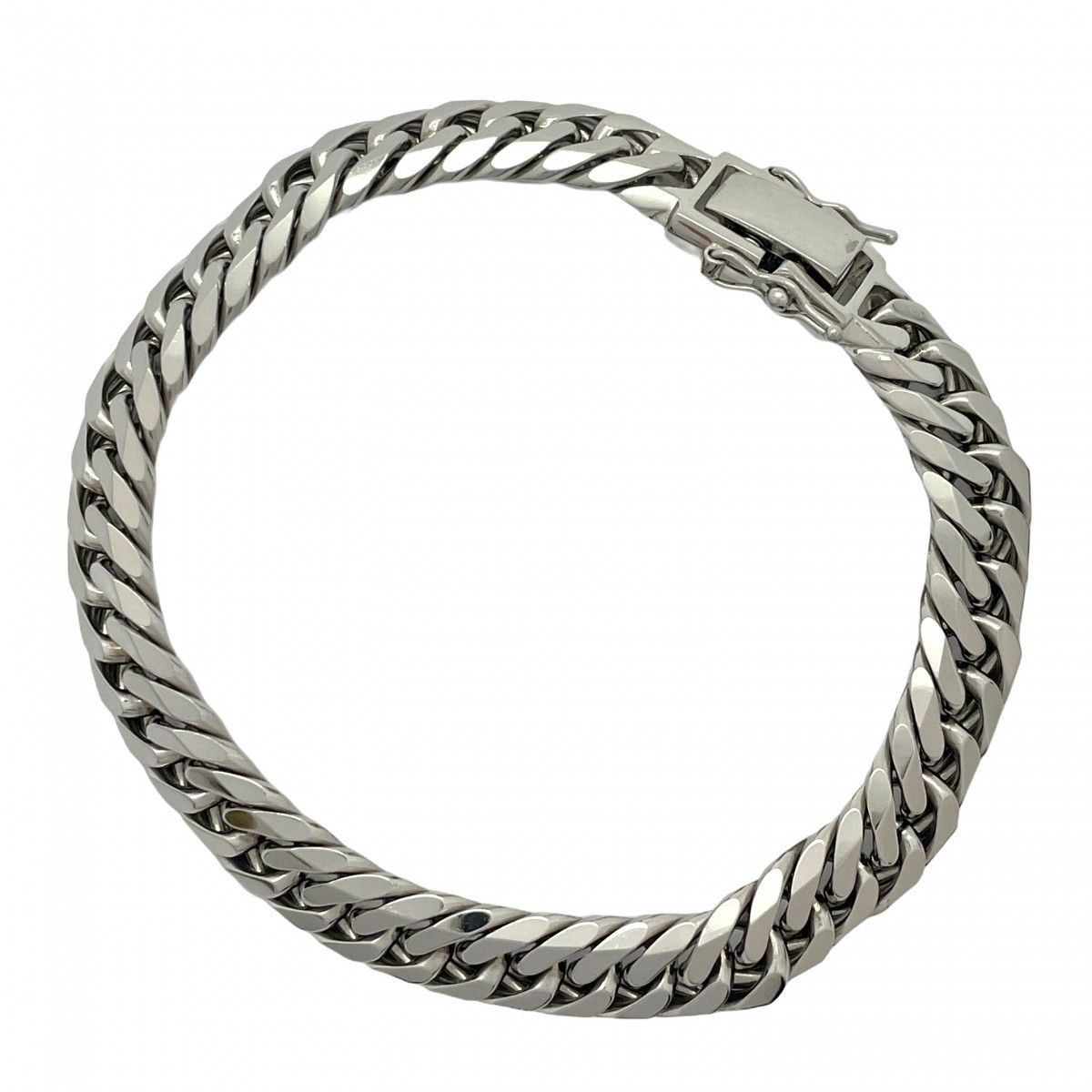 5khe035】喜平 ブレスレット Pt850 プラチナ 6面 ダブル 21.4cm 71.8g  