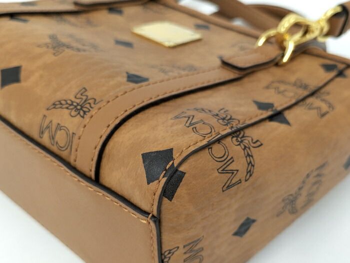 MCM トップジップ ショッパー 2WAYバッグ ヴィセトス レザー ブラウン