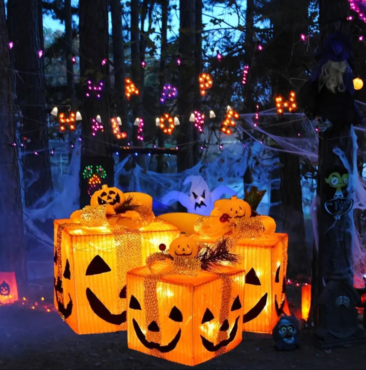 ハロウィーン　デコ　パンプキン＆お化け屋敷ランタン 90781.jpg