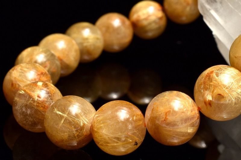 １点物 黄金の太針束 ゴールドタイチンルチルクォーツ 10.5mm ブレスレット パワーストーン 天然石 _MA8286