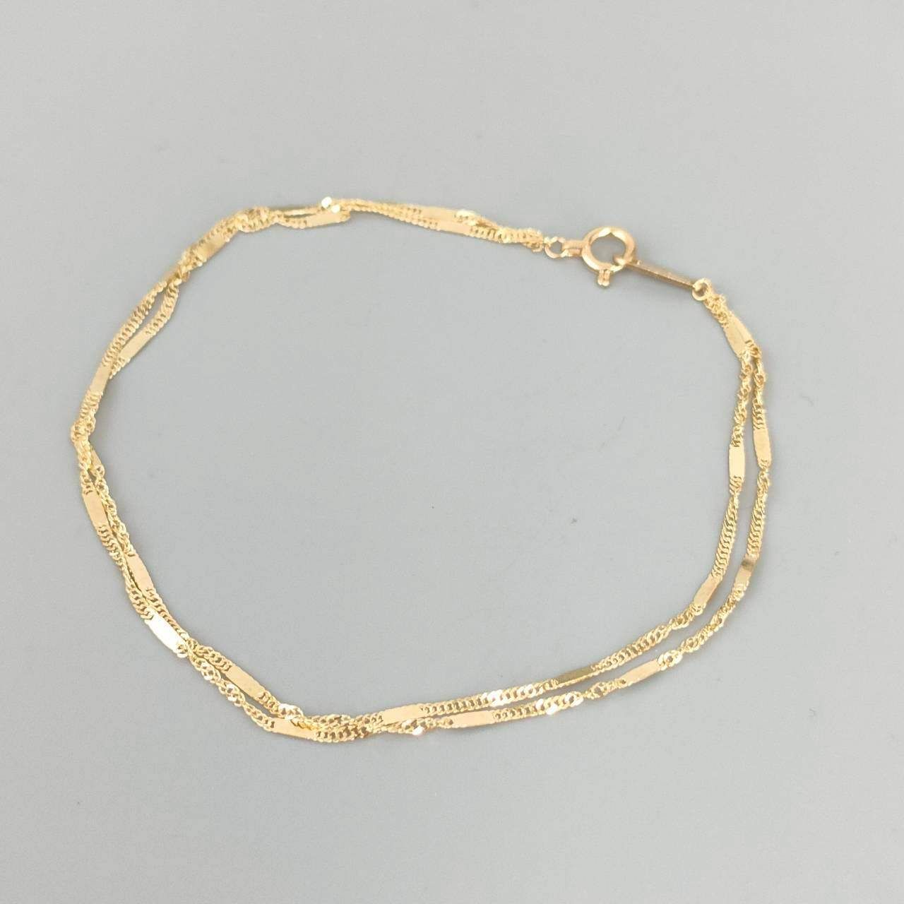 18金 K18 男女兼用 2連チェーンブレス 1.16ｇ 18㎝ D283