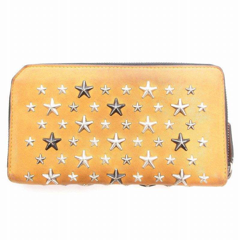 ジミーチュウ カーナビー レザー スタッズ スター ラウンドファスナー