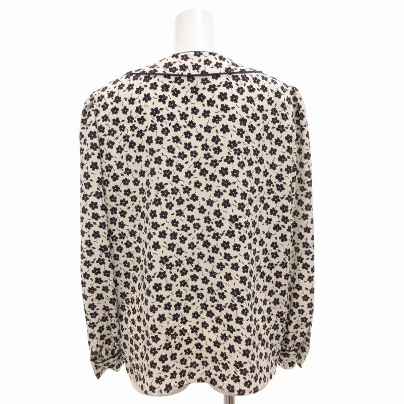 ニナリッチ NINA RICCI シャツ ブラウス 長袖 ノーカラー リボン 花柄 11 M 白 ホワイト 紺 ネイビー /GV □GY14 -  メルカリ