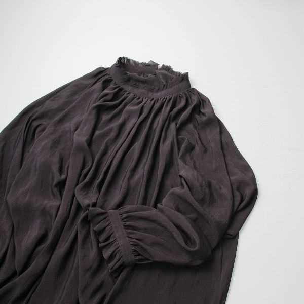 2022AW Plage プラージュ bright chiffon ブラウス/チャコール  