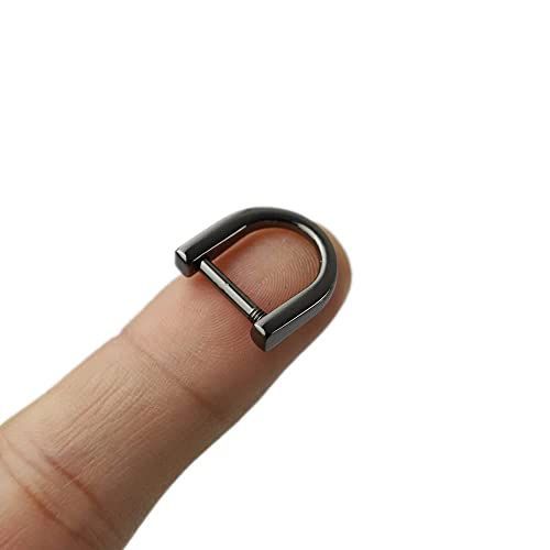 black×4 キーホルダー Dリング D型カン リング ハンドメイド アクセサリー パーツ 金具 手芸 材料 小物 ネジ式 1cm 4個 (black×4)