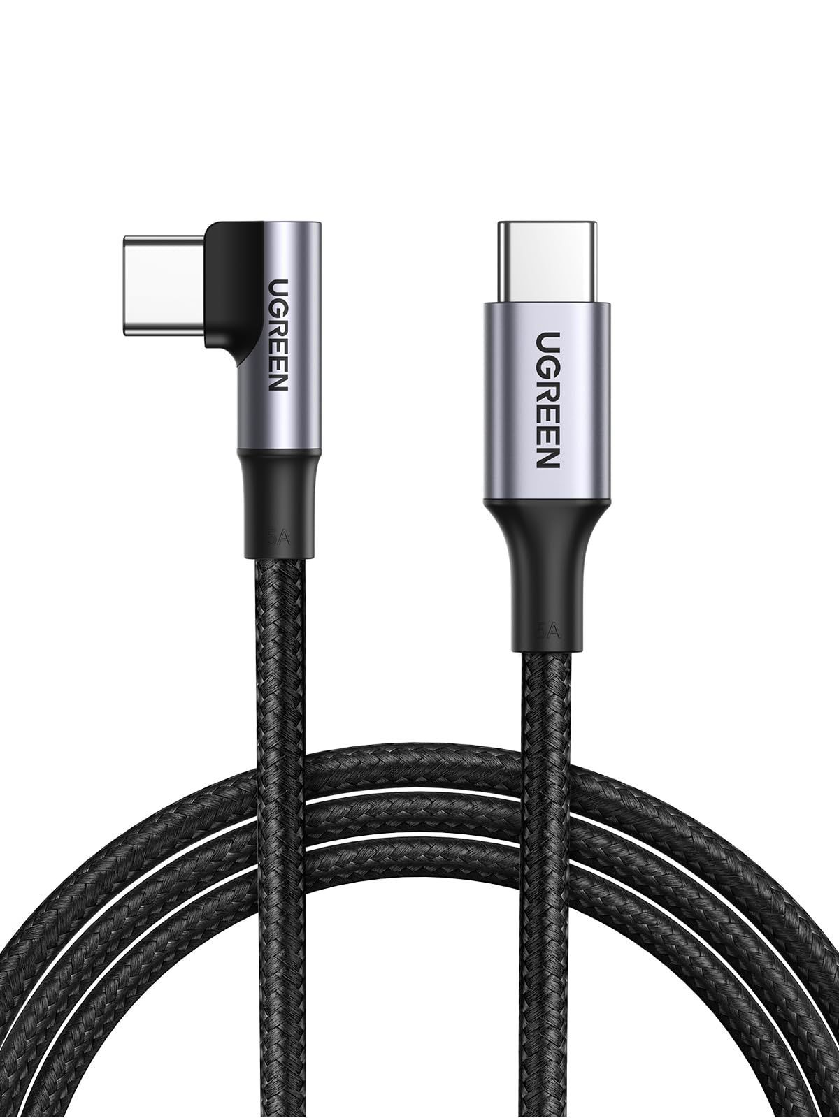 【在庫処分】PD ケーブル 100W L型 L字 type-c 5A C 急速充電 ナイロン編み USB タイプc MacBook/iPad/iPhone UGREEN 15/Galaxy S24/Pixel/Google/HP/Switch等USB-Cデバイ