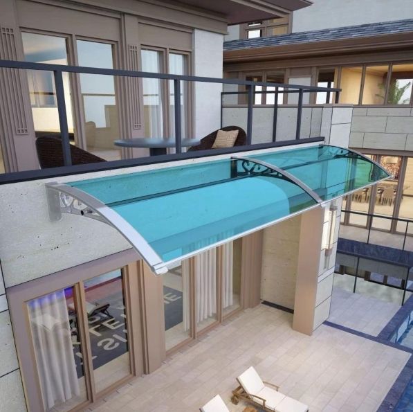 テラス屋根 ひさし雨よけ玄関屋根 梅雨対策 住宅用 60x270cm パティオ日除け 後付け 雨雪パネルをミュート ブラケット付き キャノピー テラス サンシェッター