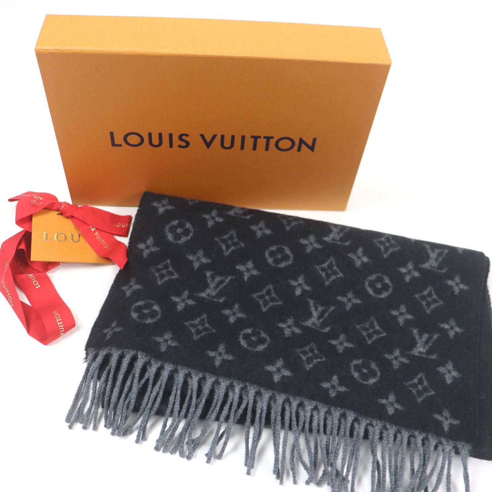 希少 ルイヴィトン LOUIS VUITTON グレー マフラー 美品 LOUIS VUITTON