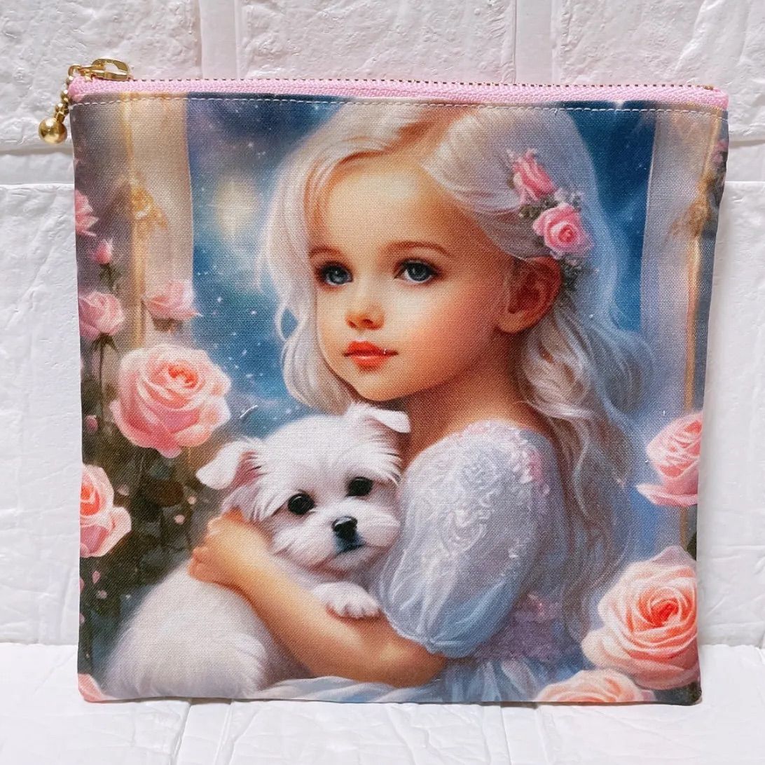 フラットポーチ ファスナーポーチ ハンドメイド 両面パネル生地 女の子