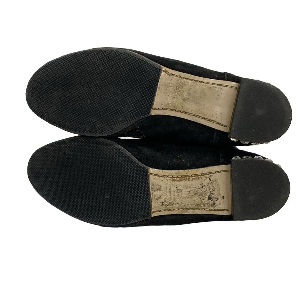 miumiu(ミュウミュウ) ロングブーツ 38 レディース - 黒 ビジュー