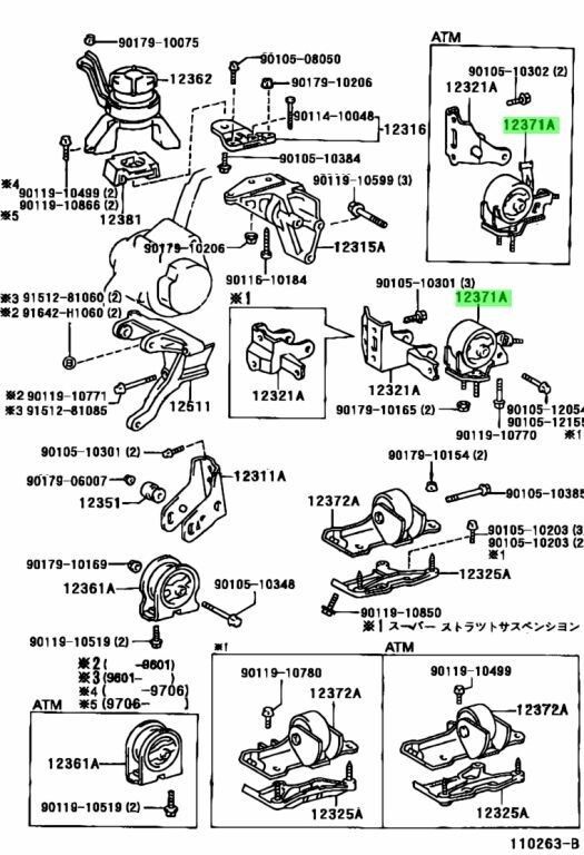 トヨタ セリカ エンジンマウンティング インシュレータ RR CELICA INSULATOR ENGINE MOUNTING REAR 1994 02 - 1999 08 3SGTE..ST205 3SGE