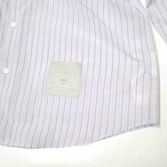 OAMC オーエーエムシー 20SS イタリア製 SOURCE SHIRT オーバーサイズストライプシャツ OAMQ602831 OQ391010 XL サックスブルー コーラルレッド 長袖 OVER ALL MASTER CLOTH トップス WWW_KARIMZIABAT_FR