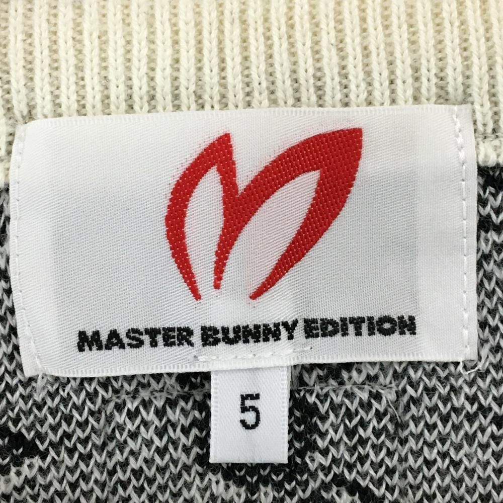 マスターバニー セーター 白 黒 ロゴ総柄 ウール混 ニット メンズ 5 L ゴルフウェア MASTER BUNNY EDITION ウォームアップ用品 セーター トレーナー 