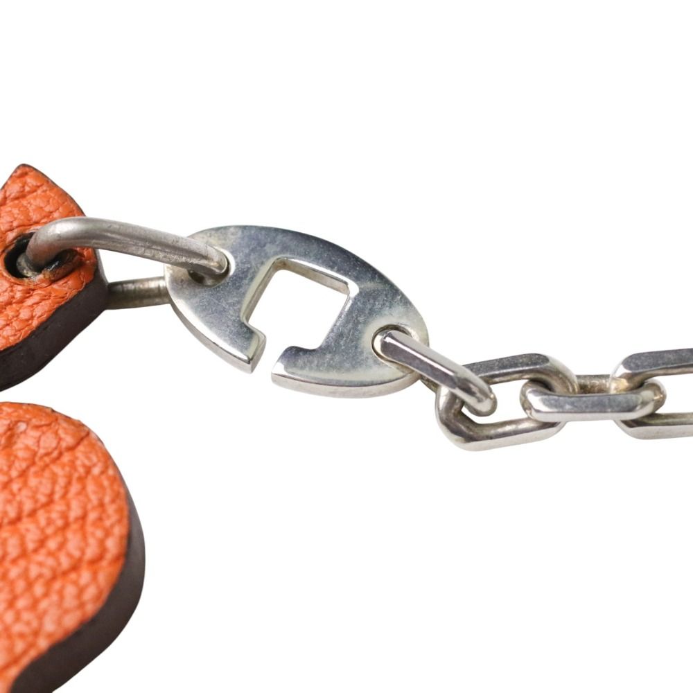 美品 HERMES エルメス ラッキー4 シルバーチェーン レザークローバー