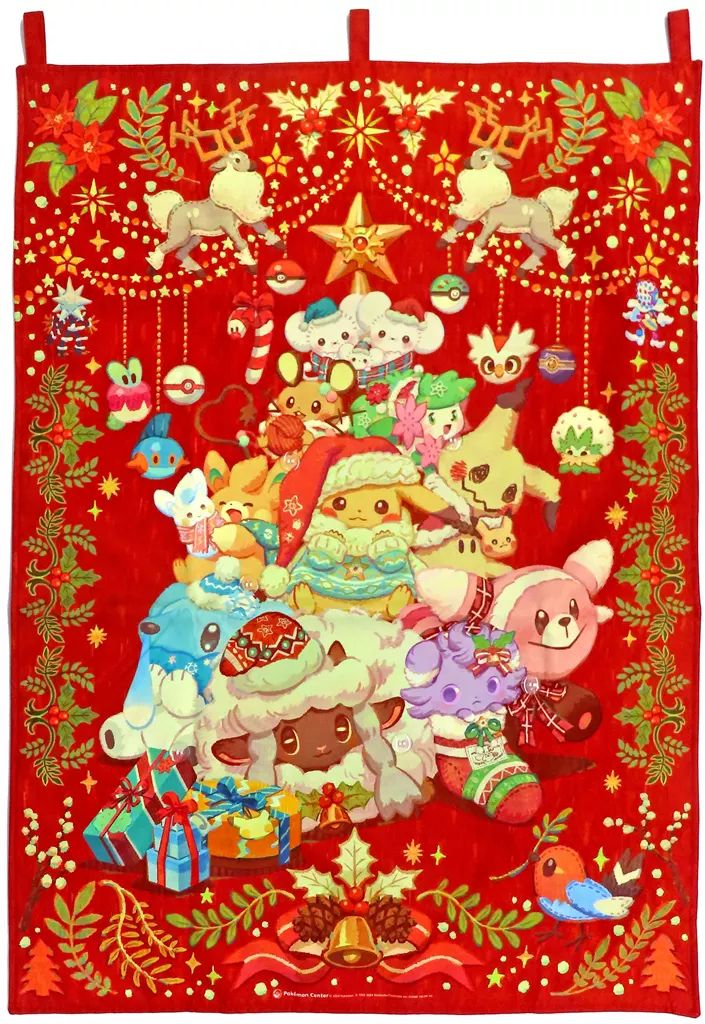 中古】タペストリー Pokemon Heartwarming Christmas アート