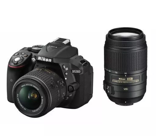 カメラ Nikon デジタル一眼レフカメラ D5300 ダブルズームキット 2416万画素 ブラック D5300WZBK