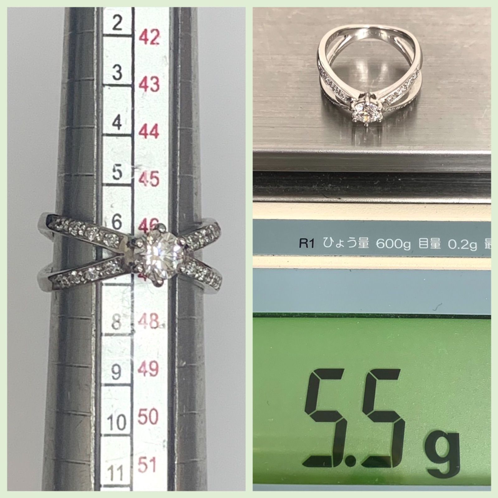 極美品⭐️PT900+ダイヤモンドの指輪】 ファッションデザインリング 
