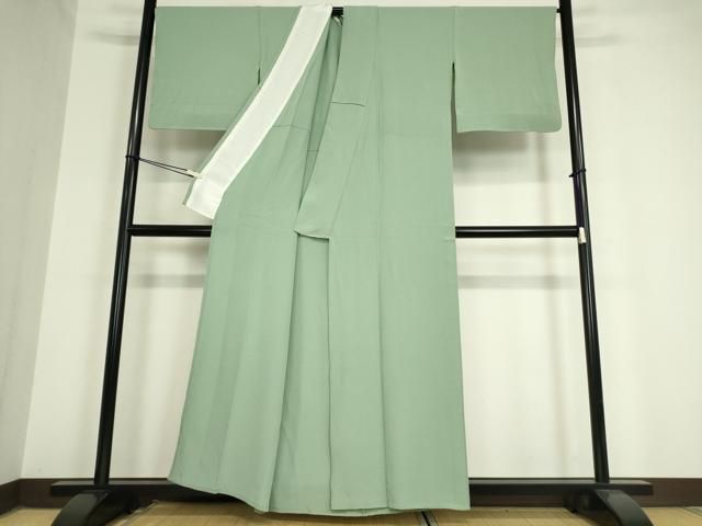 平和屋着物▽上質な色無地　単衣　千草色　正絹　逸品　DAAV5808az 平和屋着物▽上質な色無地 単衣 千草色 正絹 逸品 DAAV5808az 平和