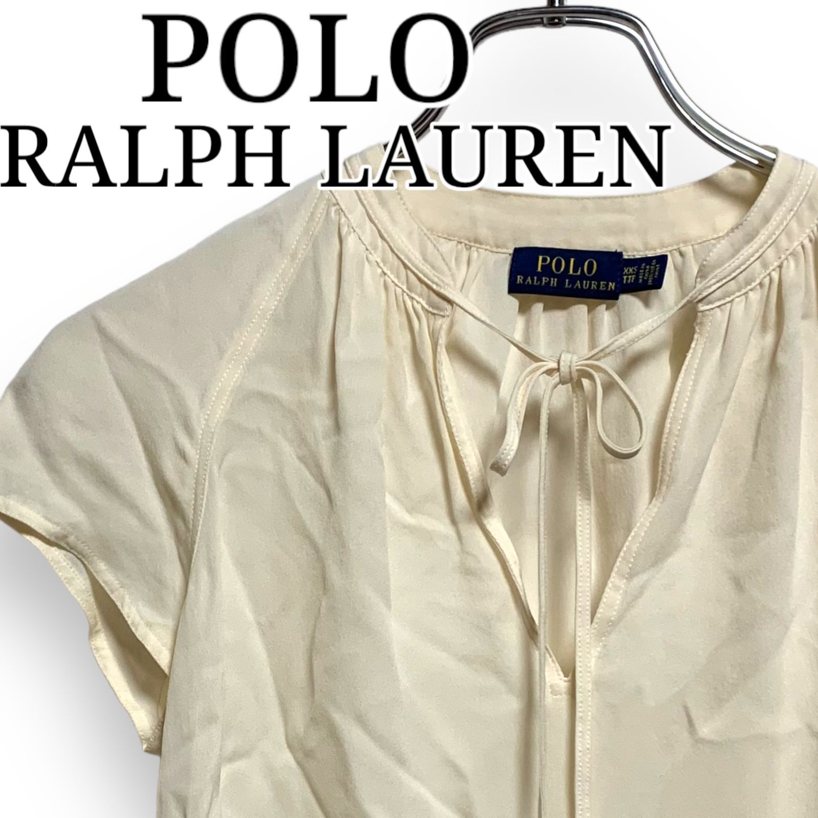 POLO RALPH LAUREN ポロラルフローレン 半袖ブラウス 絹100％ ベージュ 