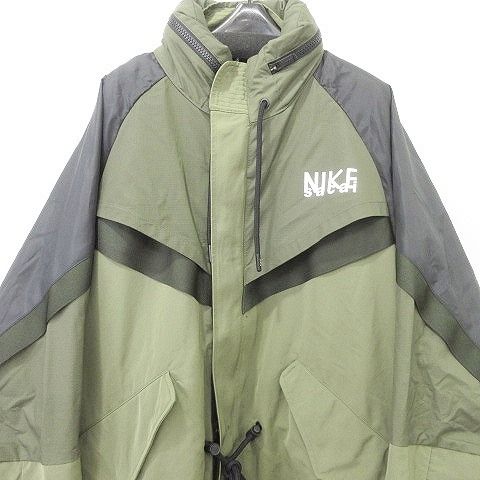 ナイキ NIKE × サカイ Sacai 22AW NRG Trench Jacket トレンチ ジャケット コート アウター フード付き  ロゴプリント DQ9028-222 Lサイズ カーキ