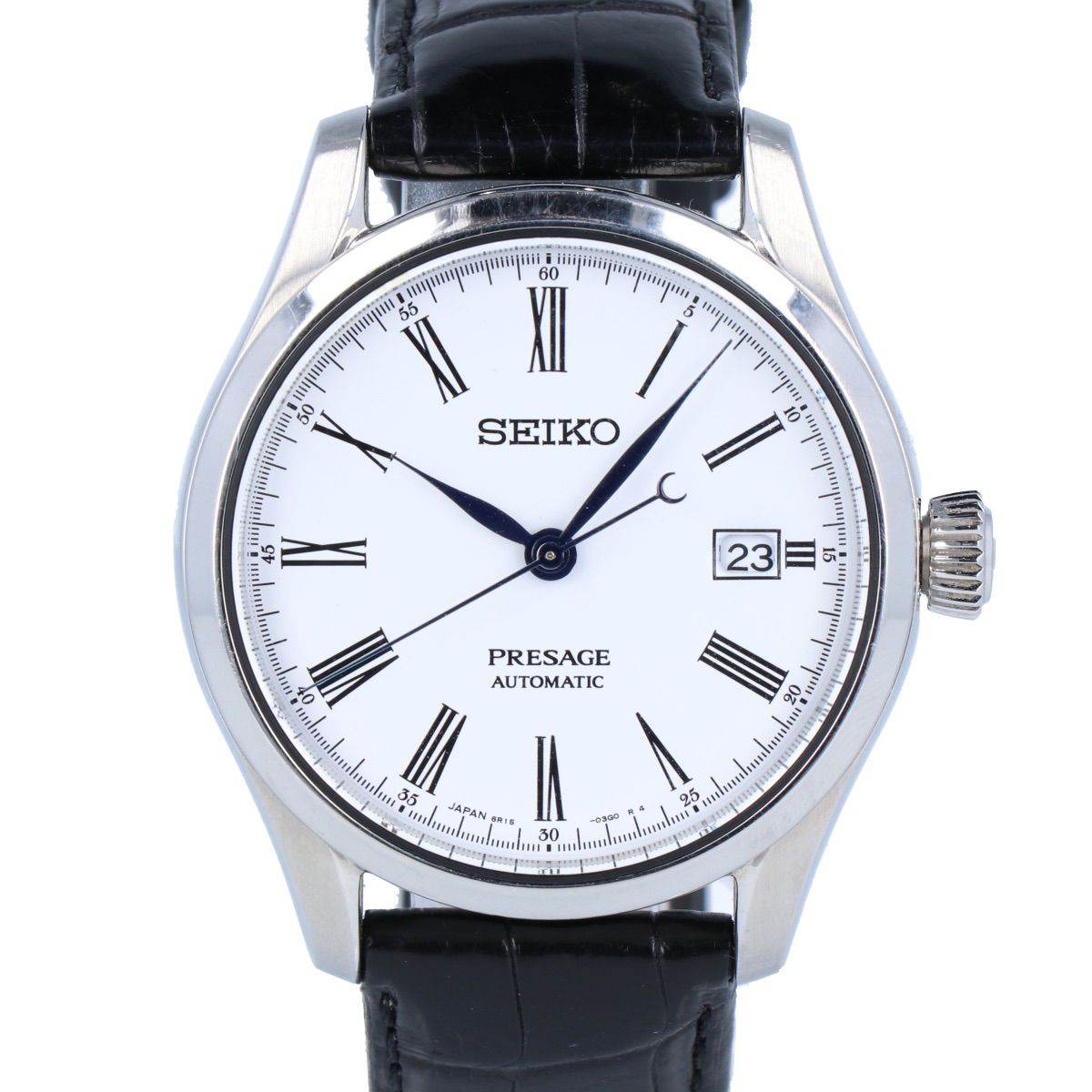 【未使用】SEIKO セイコー プレザージュ デイト 琺瑯文字盤 自動巻き SEIKO】 セイコー プレザージュ デイト SARX049 琺瑯文字盤 白