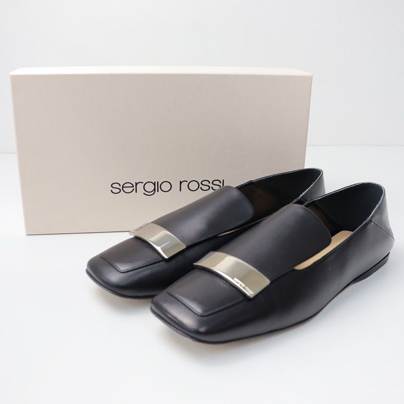 美品 セルジオロッシ Sergio Rossi sr1 Slippers メタルプレート  