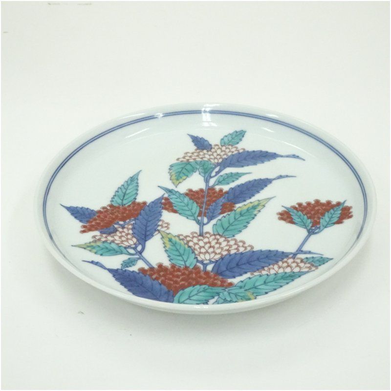 有田焼 十二代 今泉今右衛門造 色鍋島藤袴絵額皿 共箱 絵画 おしゃれ アート 芸術 年中掛け インテリア 床の間 リビング 玄関 寝室 和室 お皿 額 9月 秋