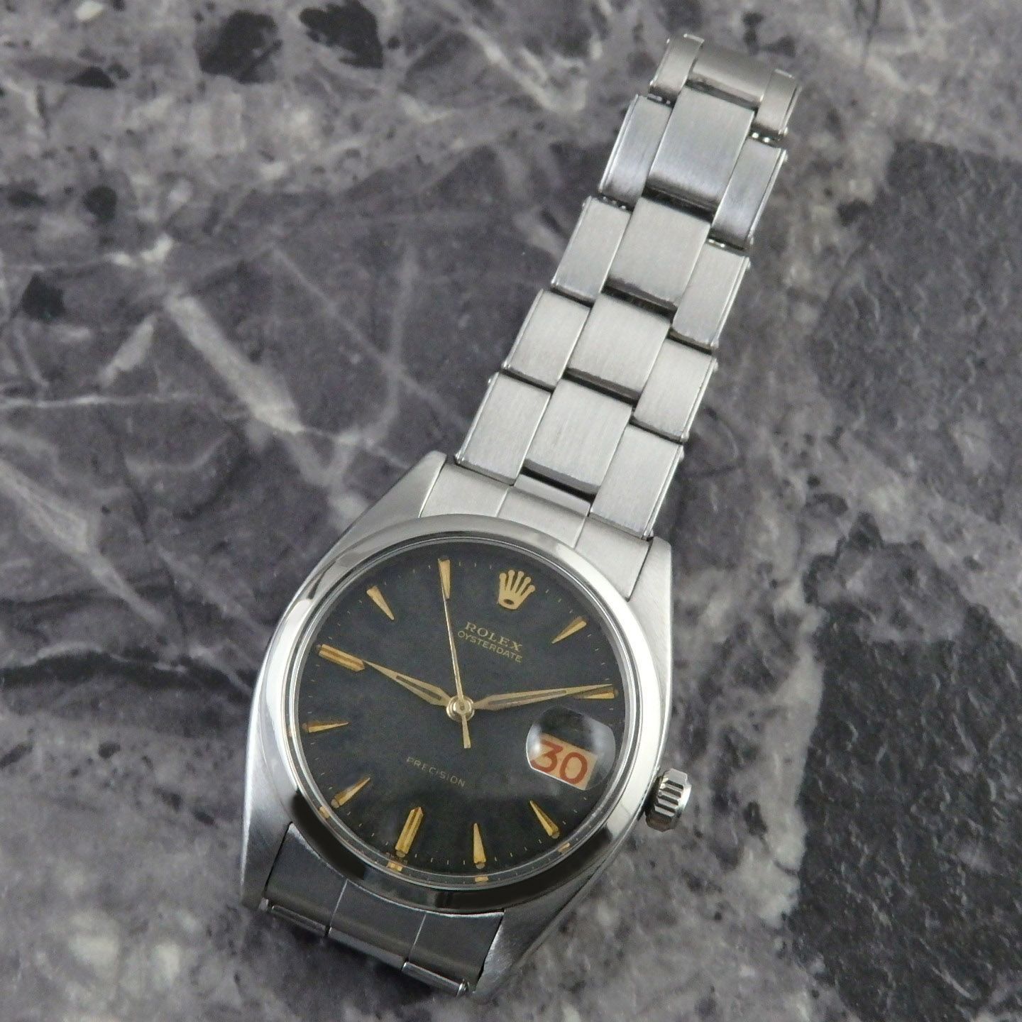 ロレックス オイスターデイト REF.6494 赤黒 カレンダー ブラック