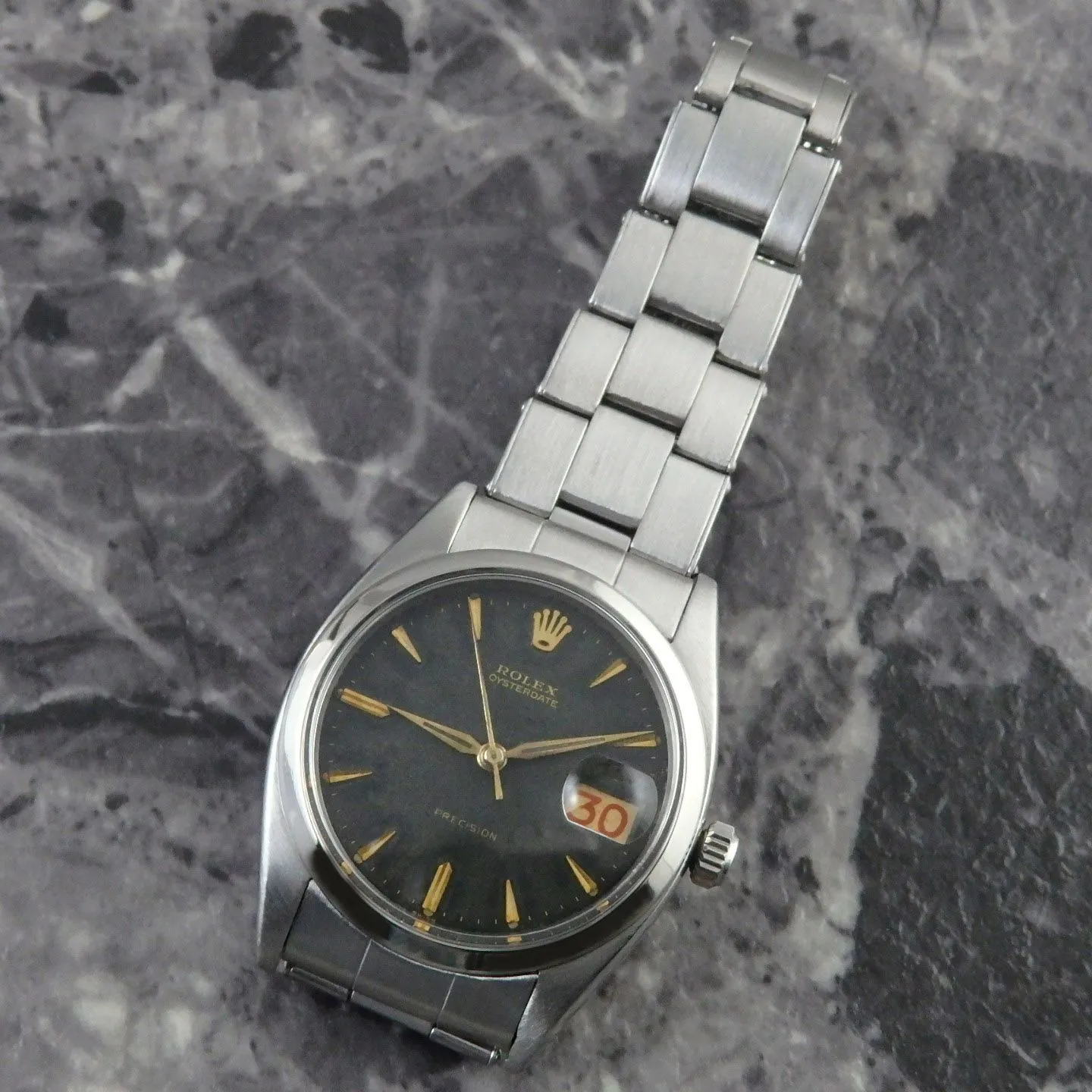 ロレックス オイスターデイト REF.6494 赤黒 カレンダー ブラックダイアル 黒文字盤 アルファハンド ヴィンテージ ROLEX 1956年製  | Shop at Mercari from Japan! | Buyee