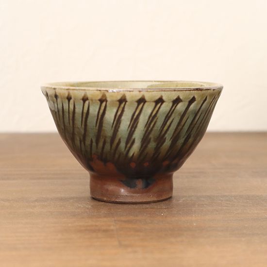 おちょこ 盃 飛び鉋 緑 C 坂本工窯 小鹿田焼 約φ7.5×4.5cm