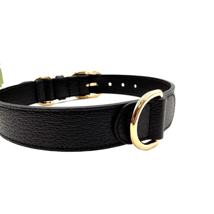 未使用 グッチ 首輪 インターロッキング GG レザー 黒×ゴールド 美品 グッチ GUCCI ペット用 首輪 インターロッキングG レザー 箱付き GG