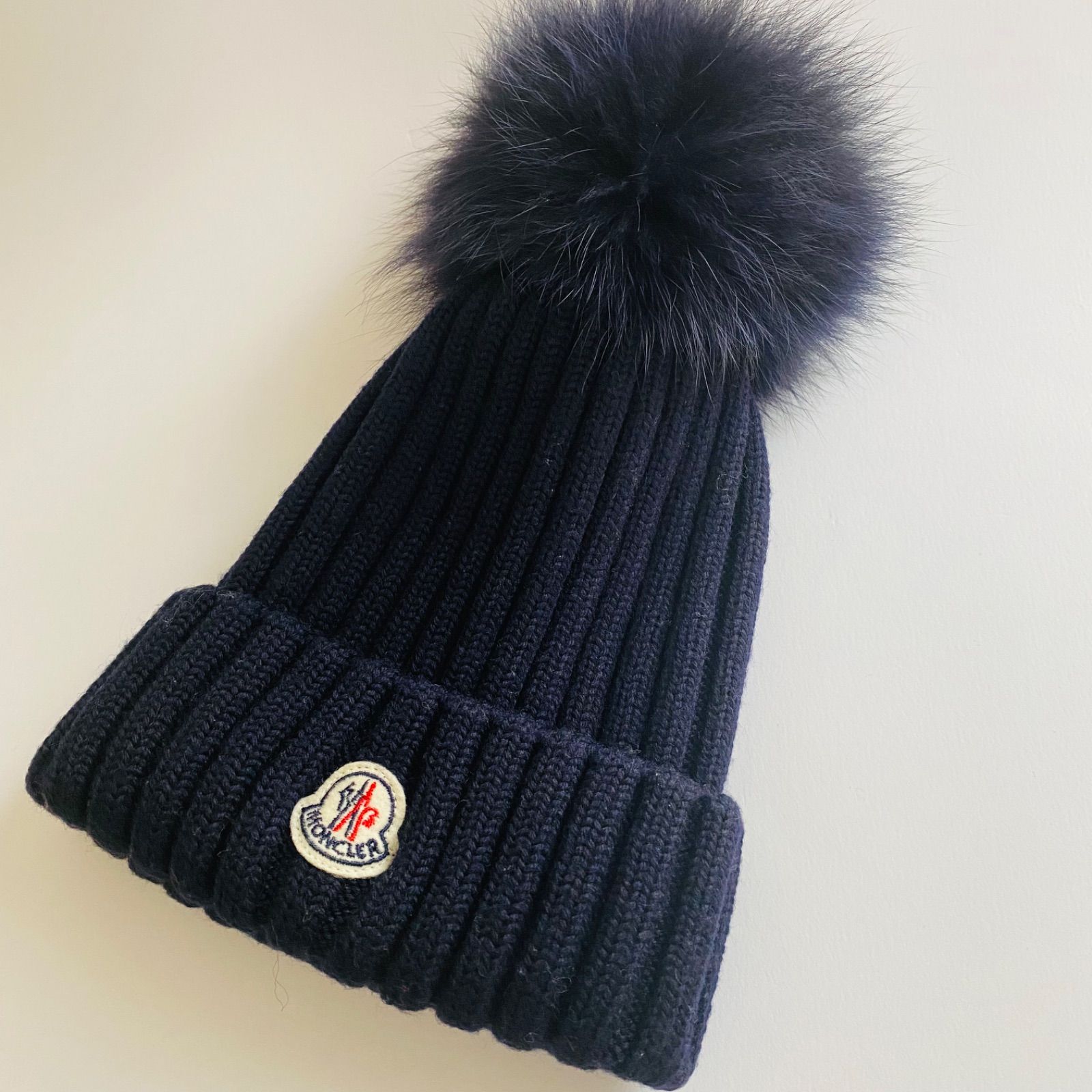 MONCLER モンクレール ニットキャップ ウール100％ ネイビー