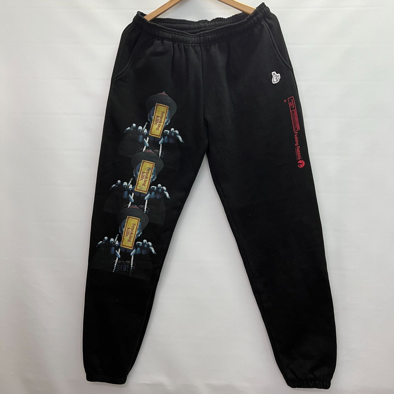 中古品】 FR2 エフアールツー キョンシー スウェットパンツ 兎 黒 L  