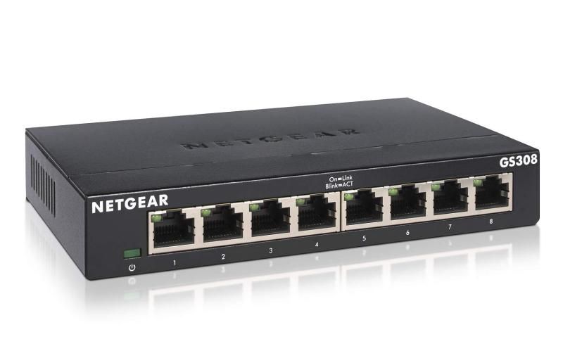 ネットギア NETGEAR 卓上型コンパクト アンマネージスイッチングハブ GS308 ギガビット 8ポート 静音ファンレス 省電力設計