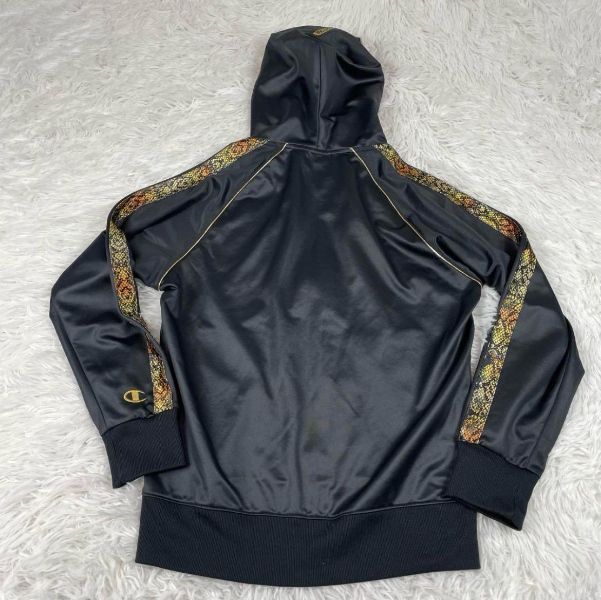 Champion チャンピオン / フルジップパーカージャージ ゴールド刺繍 Ｍ CHAMPION セットアップ ジャージ パーカー ゴールド×ブラック 希少