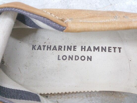 ◇ KATHARINE HAMNETT LONDON キャサリン ハムネット ロンドン フラットシューズ サイズ26 キャメル メンズ 【1002801039042】