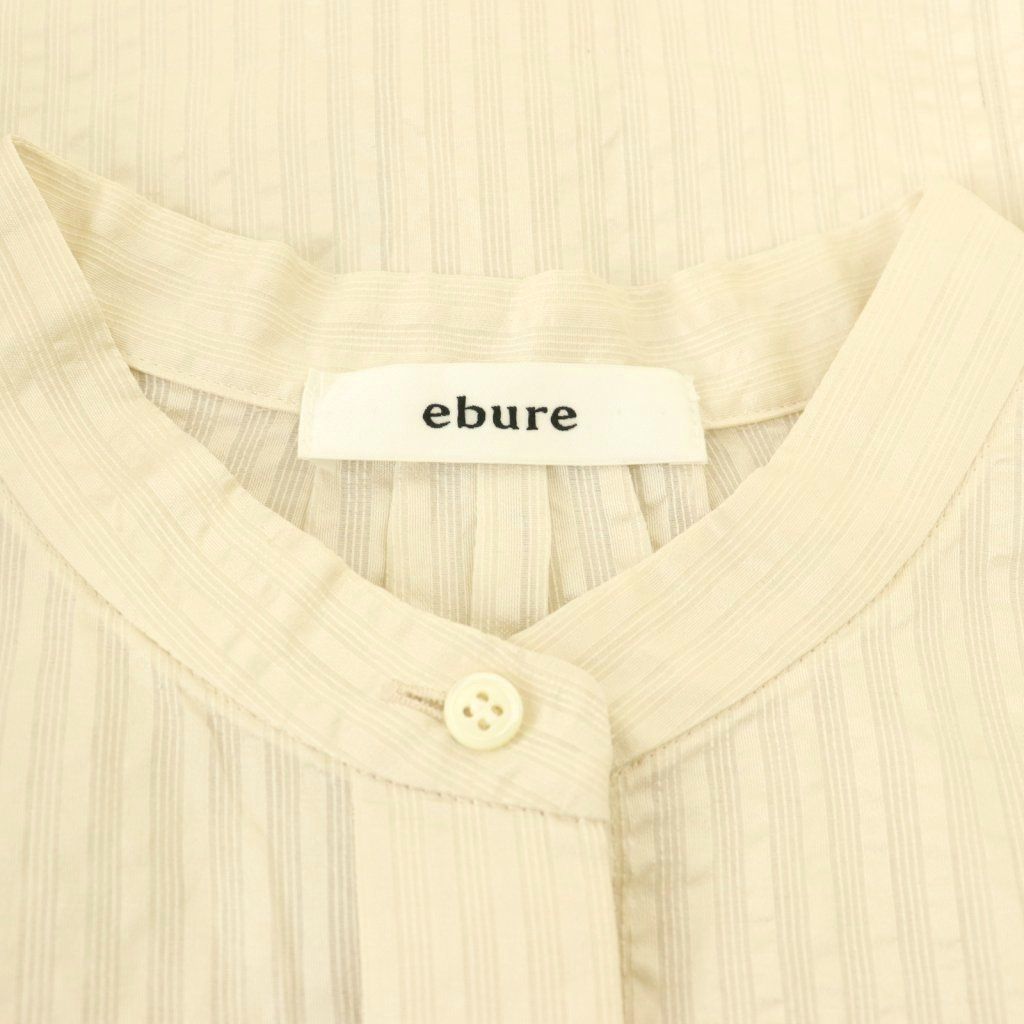 エブール ebure シルクストライプバンドカラーシャツ 38