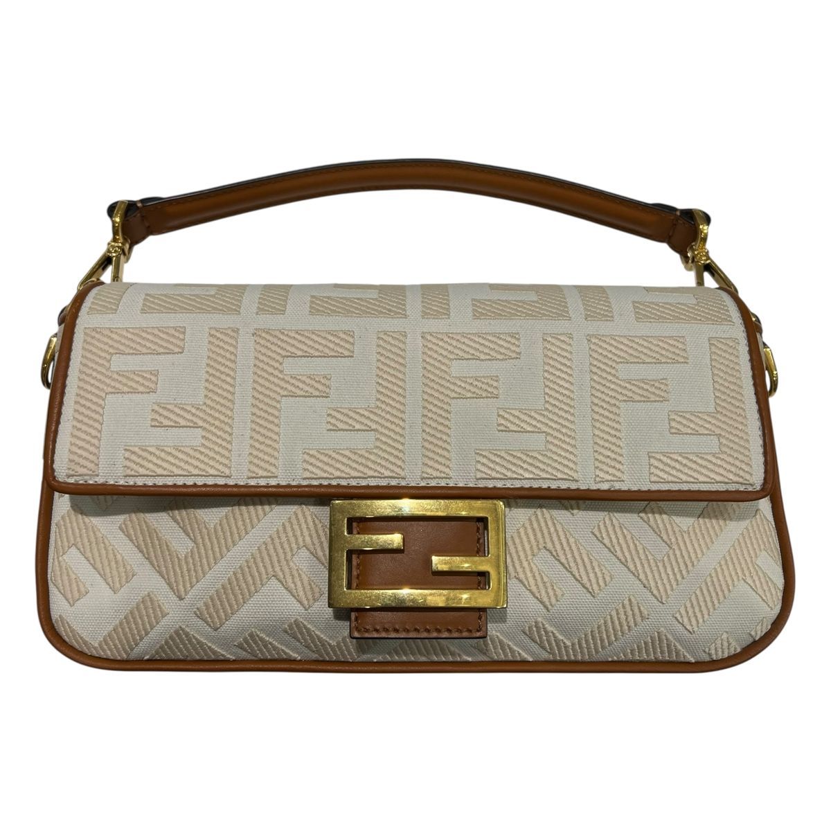 Fendi フェンデ ズッカ柄 2WAYショルダーバッグ マンマバケット キャンバス ベージュ系 25019655 SA