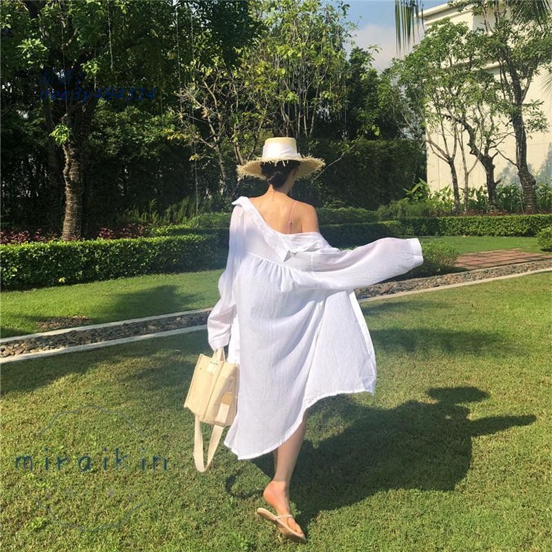 シャツワンピース ロングシャツカーディガン シャツ 羽織り リゾート ストライプ柄 ナチュラル 旅行 デート涼しい 海 ゆったり UVカット 紫外線対策 nee3y494314